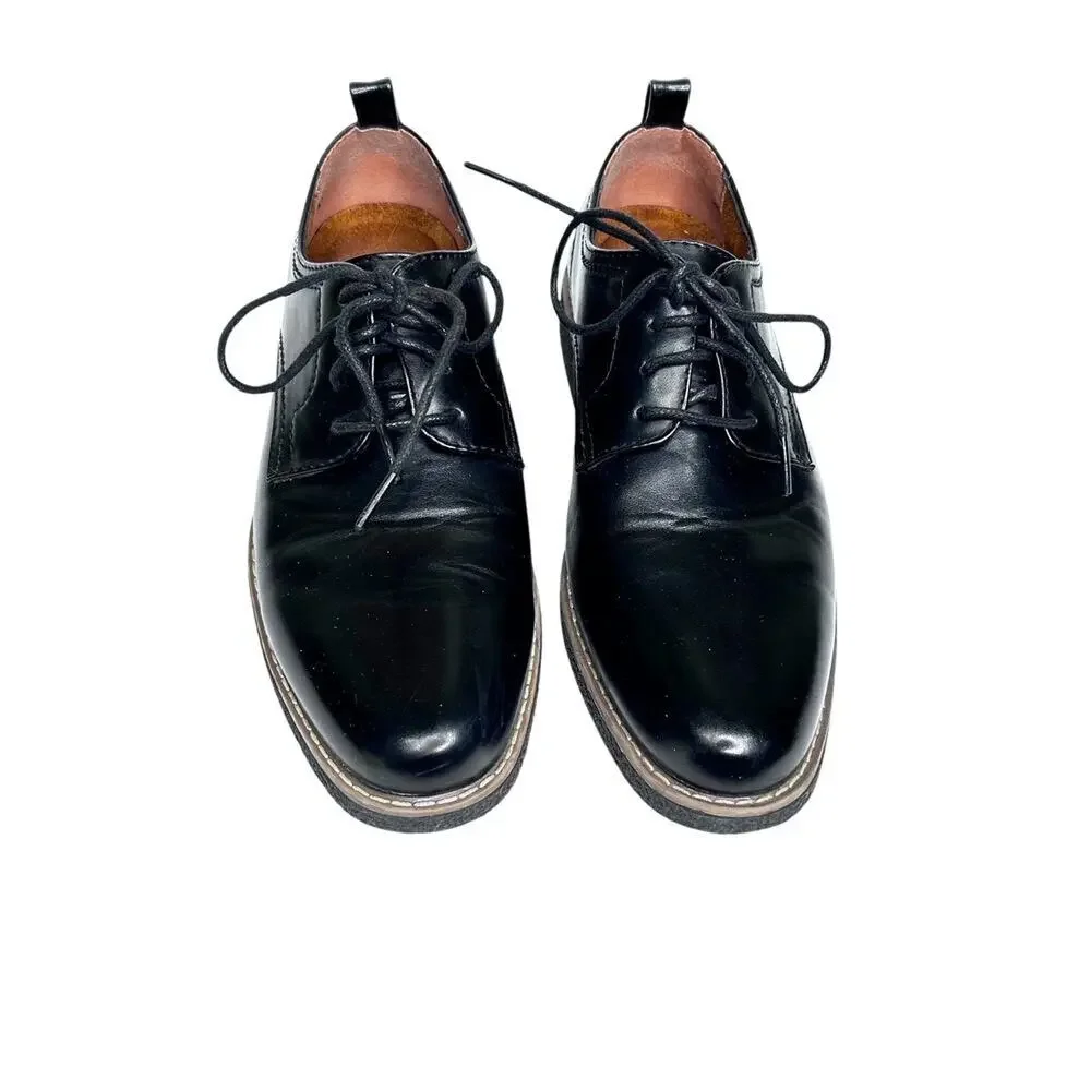 Deer Stags Zander Black Vegan Leather Lace Up Oxford Shoes Boys Size 6M